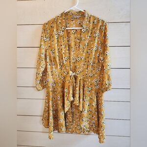 Yellow floral wrap coverup